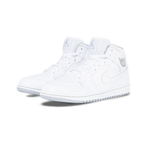 Air Jordan 1 Mid (White/White-Wolf Grey)